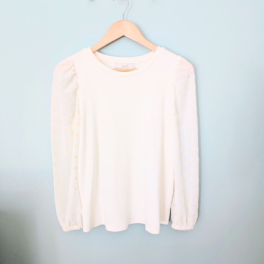 LOFT Polka Dotted Sleeve Top